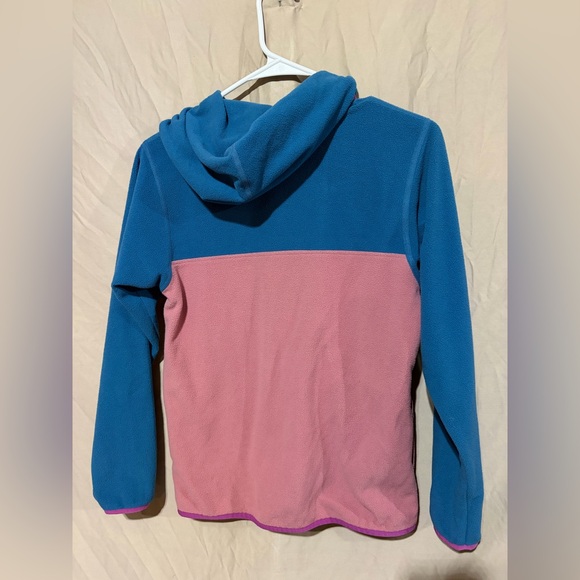 Patagonia Girls Jacket Large Micro D Snap T 12 Fleece Zip Hoodie Navy Pink YOUTH - Picture 3 of 3